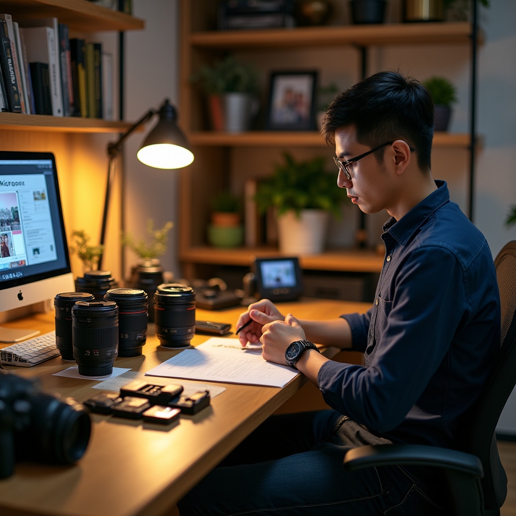 Professional camera equipment setup