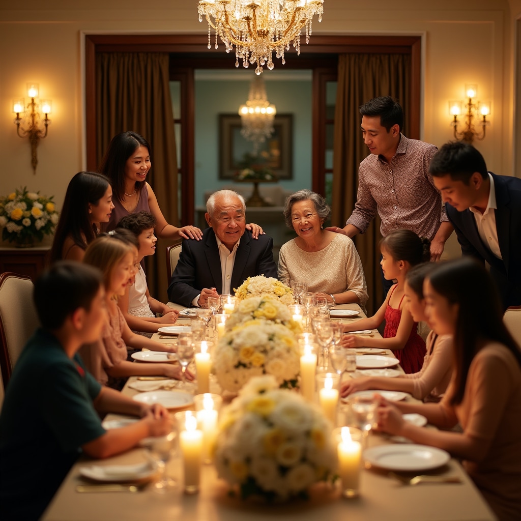 Multi-generation family celebration gathering